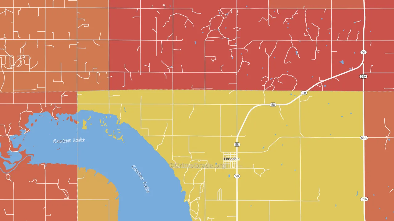 Longdale, OK Map of Drug-Related Crime Rates