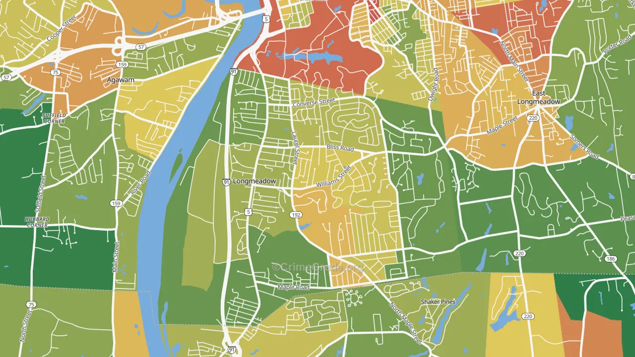 Longmeadow, MA Map of Drug-Related Crime Rates