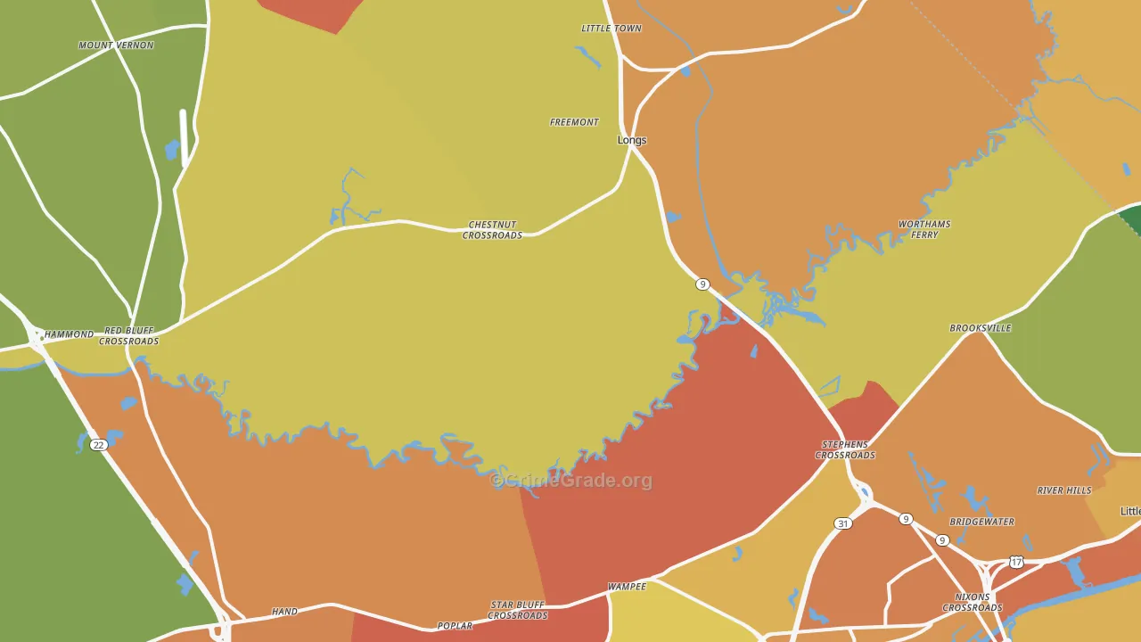 Longs, SC Map of Drug-Related Crime Rates