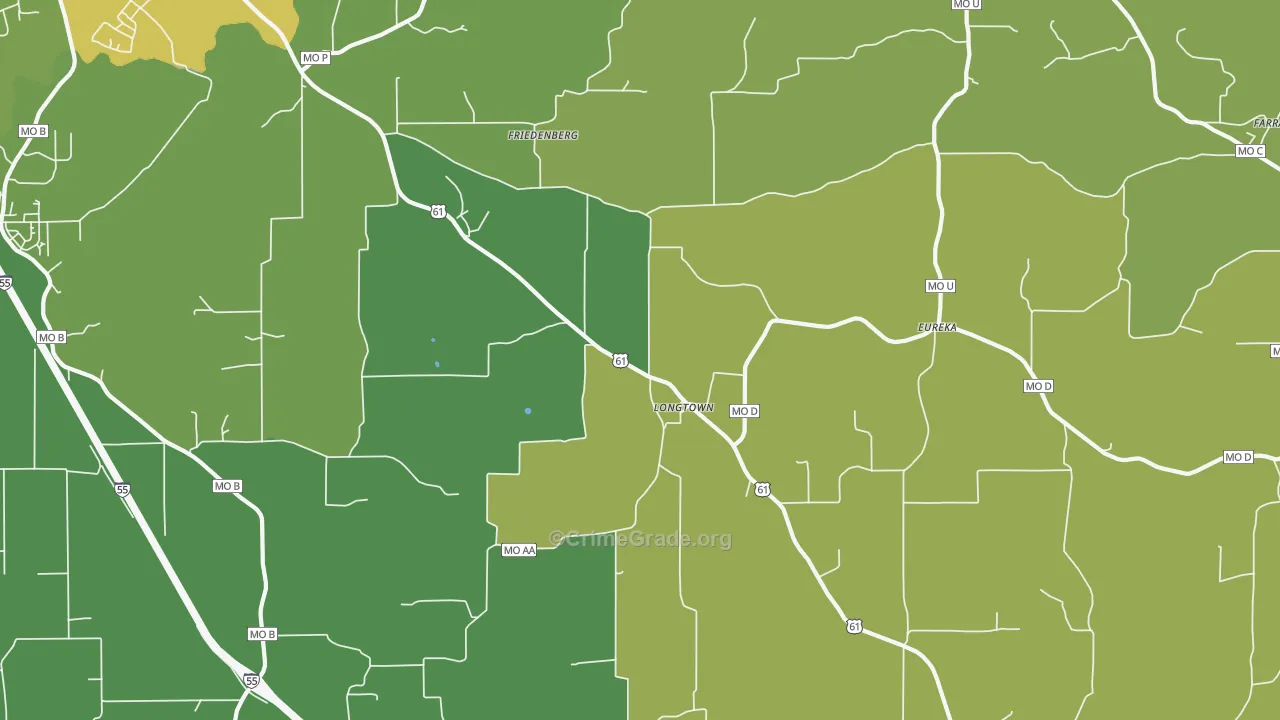 Longtown, MO Map of Drug-Related Crime Rates
