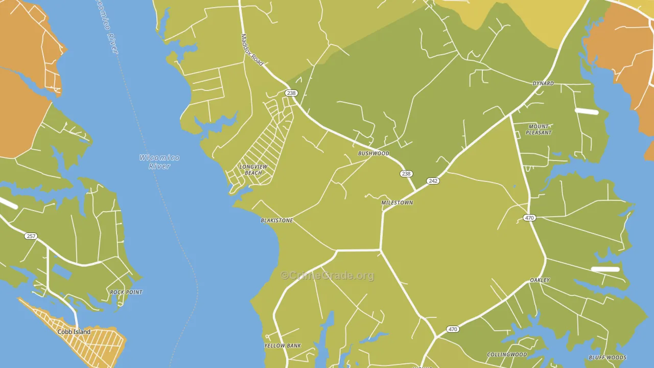 Longview Beach, MD Map of Drug-Related Crime Rates