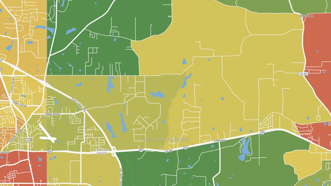 Longview Heights, TX Map of Drug-Related Crime Rates