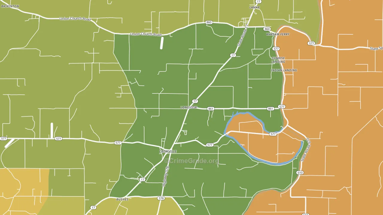 Longview, LA Map of Drug-Related Crime Rates
