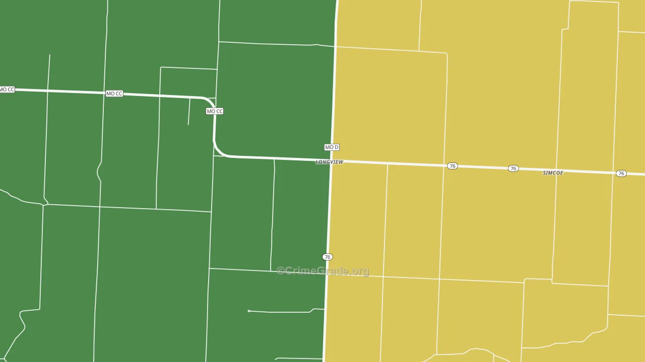 Longview, MO Map of Drug-Related Crime Rates