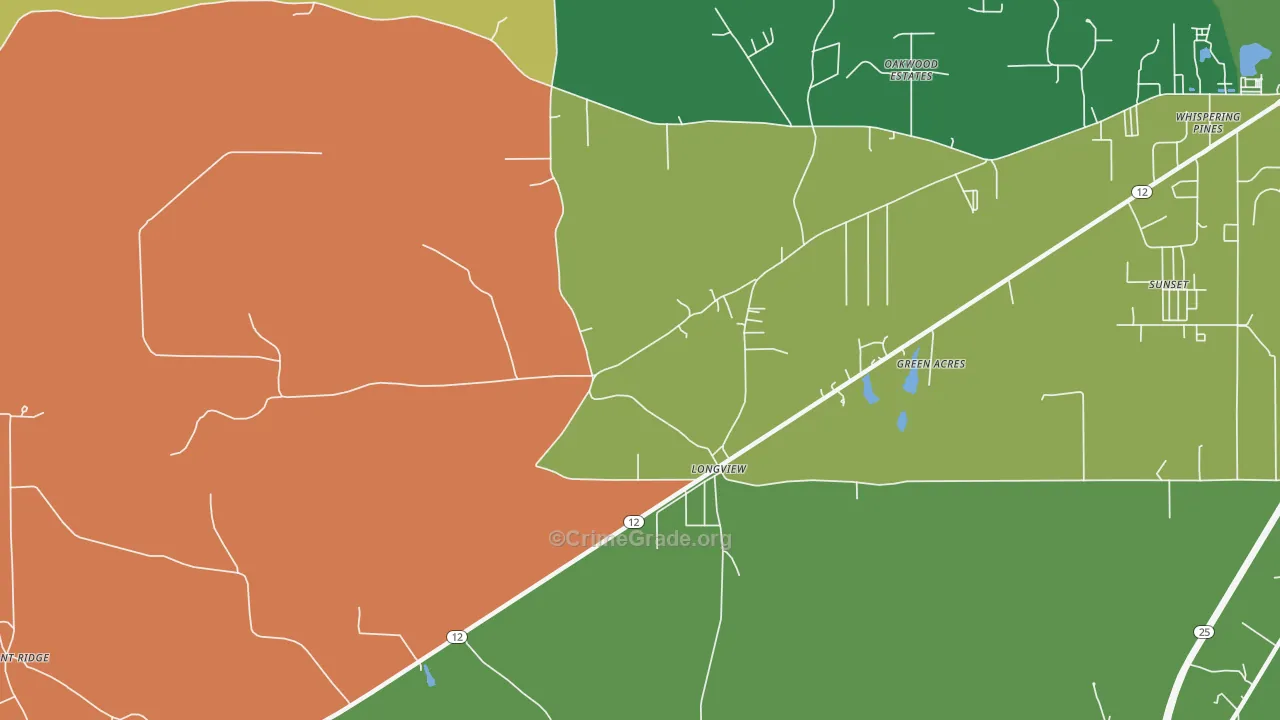 Longview, MS Map of Drug-Related Crime Rates