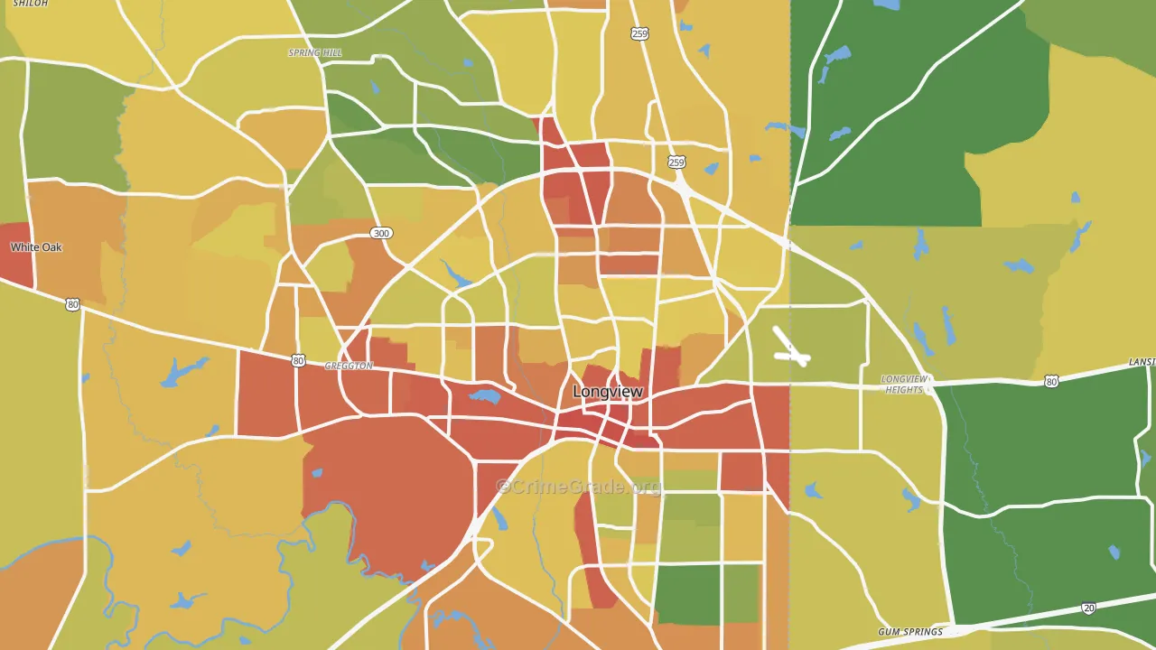 Longview, TX Map of Drug-Related Crime Rates