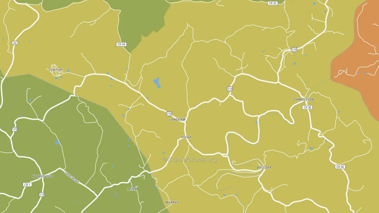 Longview, WV Map of Drug-Related Crime Rates
