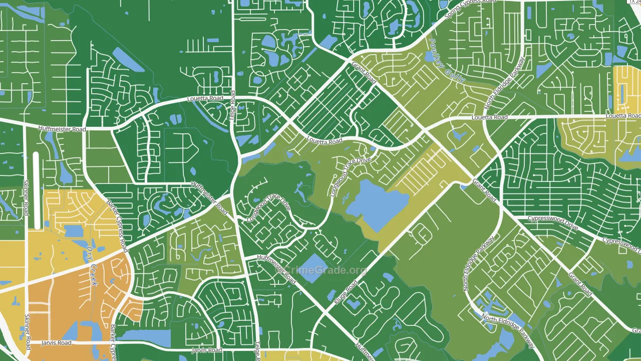 Longwood, Cypress, TX Map of Drug-Related Crime Rates