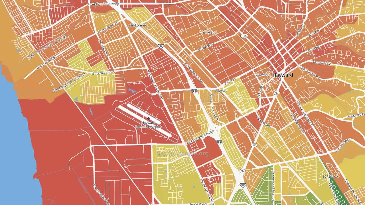 Longwood-Winton Grove, Hayward, CA Map of Drug-Related Crime Rates