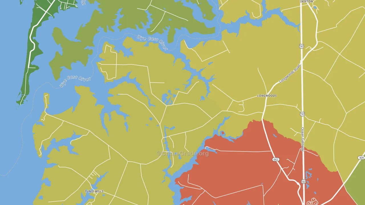 Longwoods, MD Map of Drug-Related Crime Rates