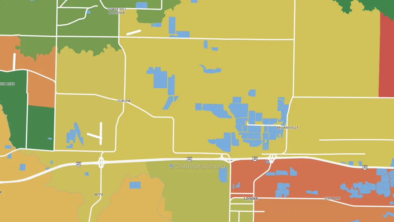 Lonoke, AR Map of Drug-Related Crime Rates