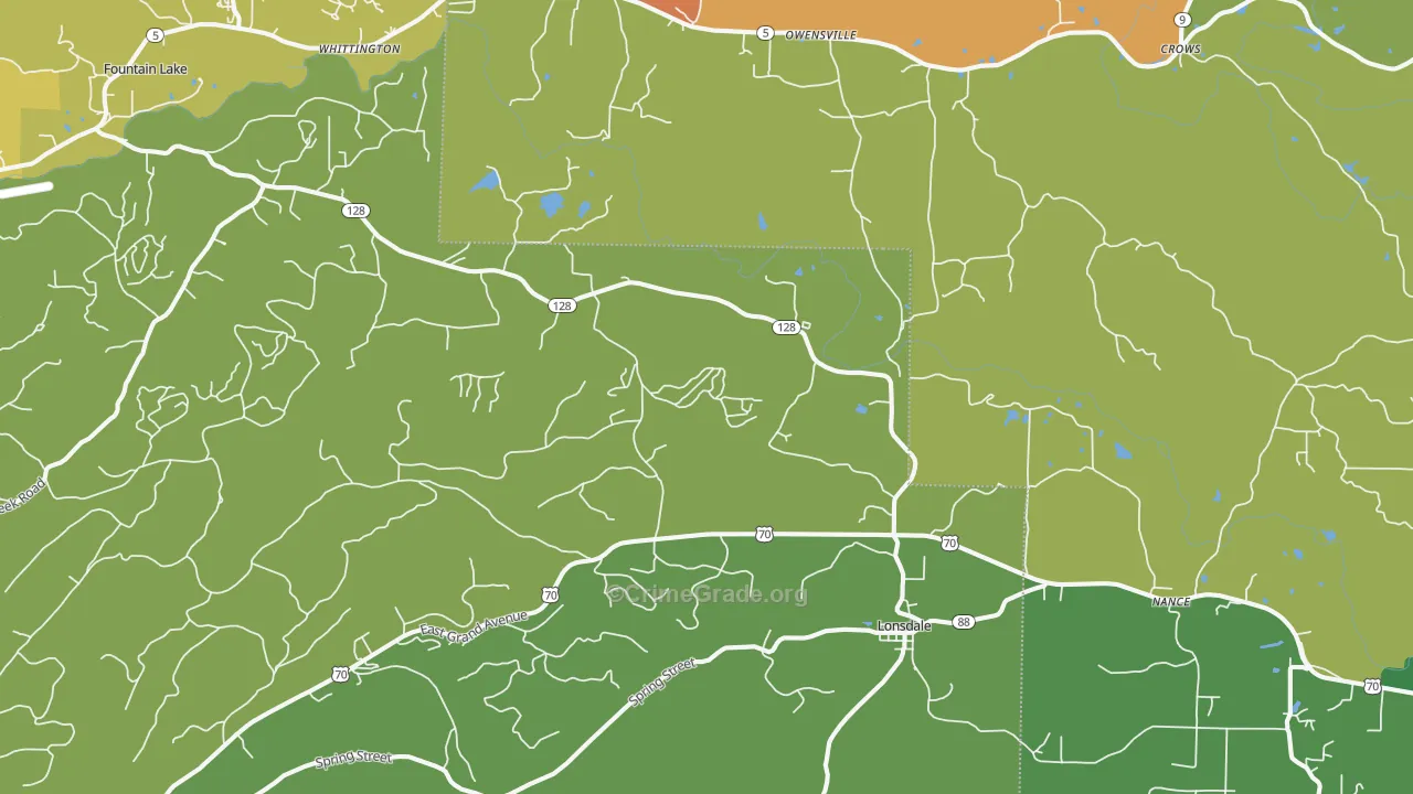 Lonsdale, AR Map of Drug-Related Crime Rates
