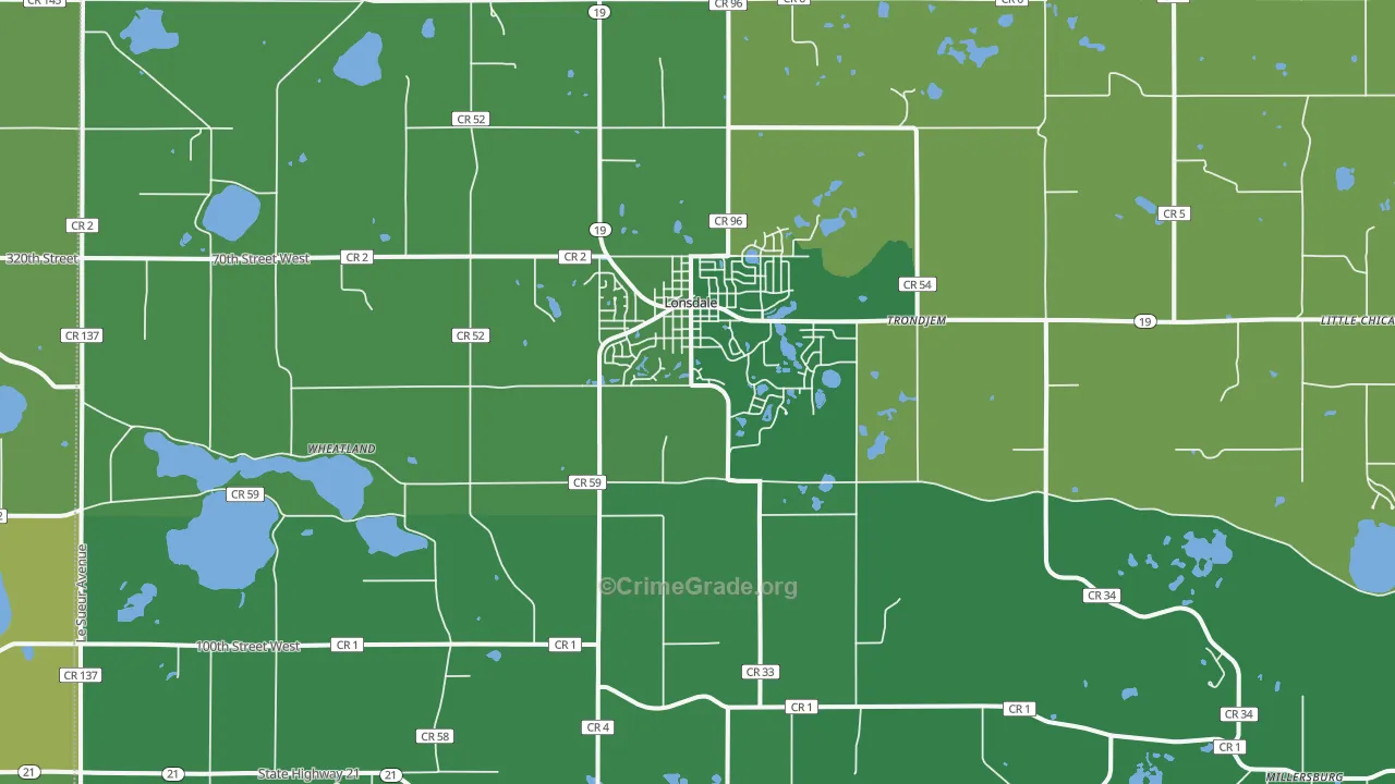 Lonsdale, MN Map of Drug-Related Crime Rates