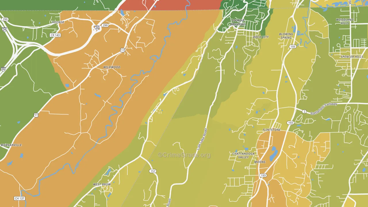 Lookout Mountain, GA Map of Drug-Related Crime Rates