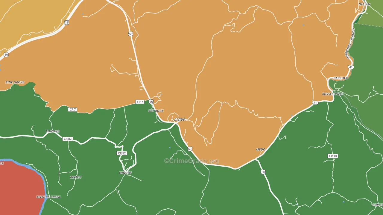 Lookout, WV Map of Drug-Related Crime Rates