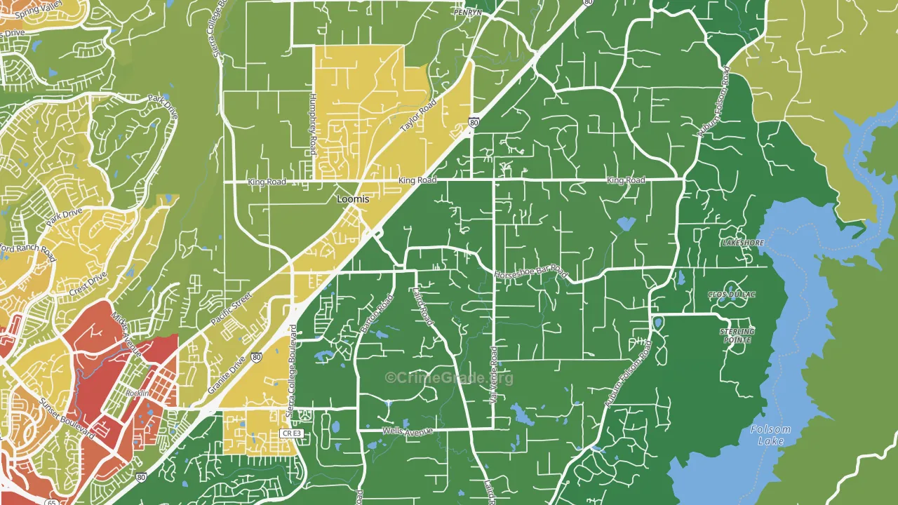 Loomis, CA Map of Drug-Related Crime Rates