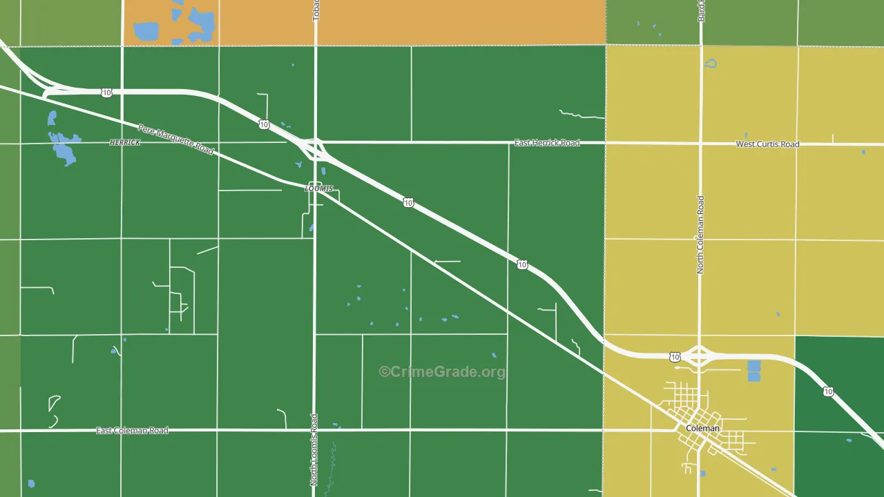 Loomis, MI Map of Drug-Related Crime Rates