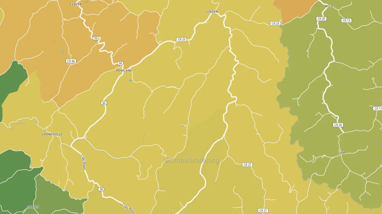 Looneyville, WV Map of Drug-Related Crime Rates