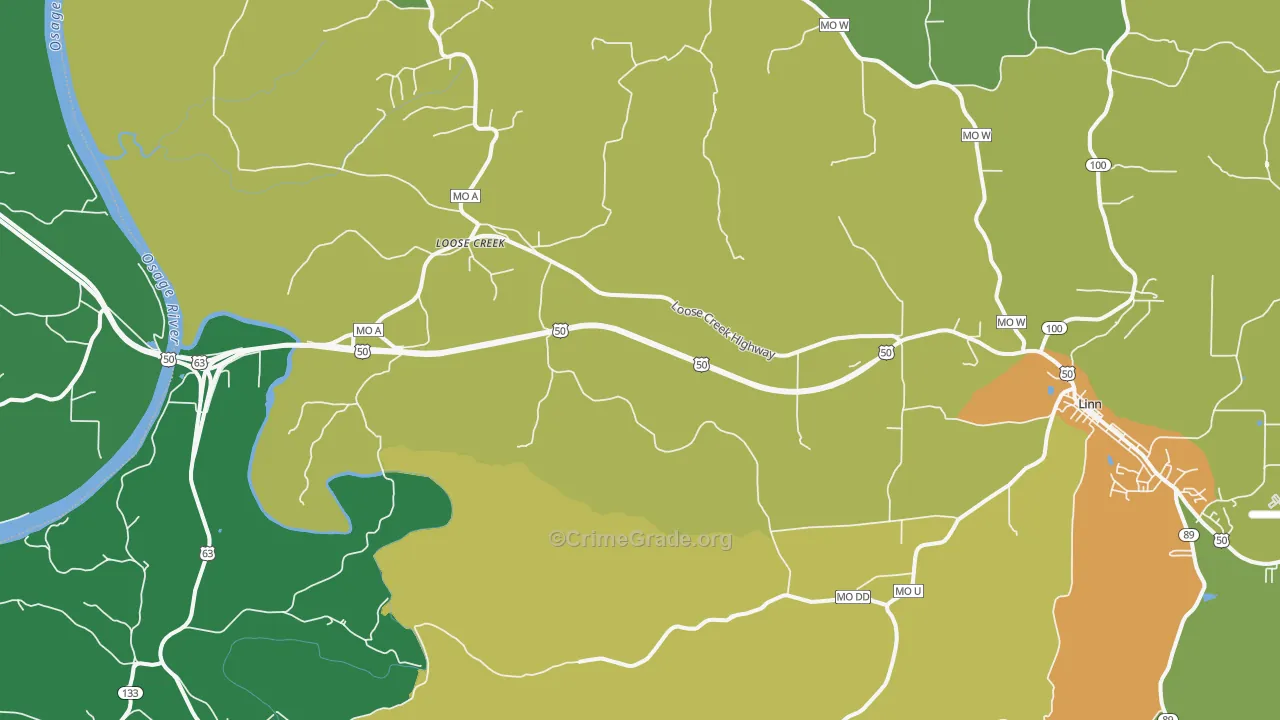 Loose Creek, MO Map of Drug-Related Crime Rates