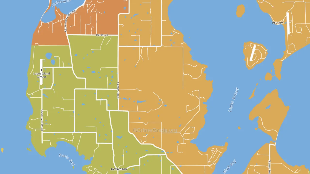 Lopez Island, WA Map of Drug-Related Crime Rates