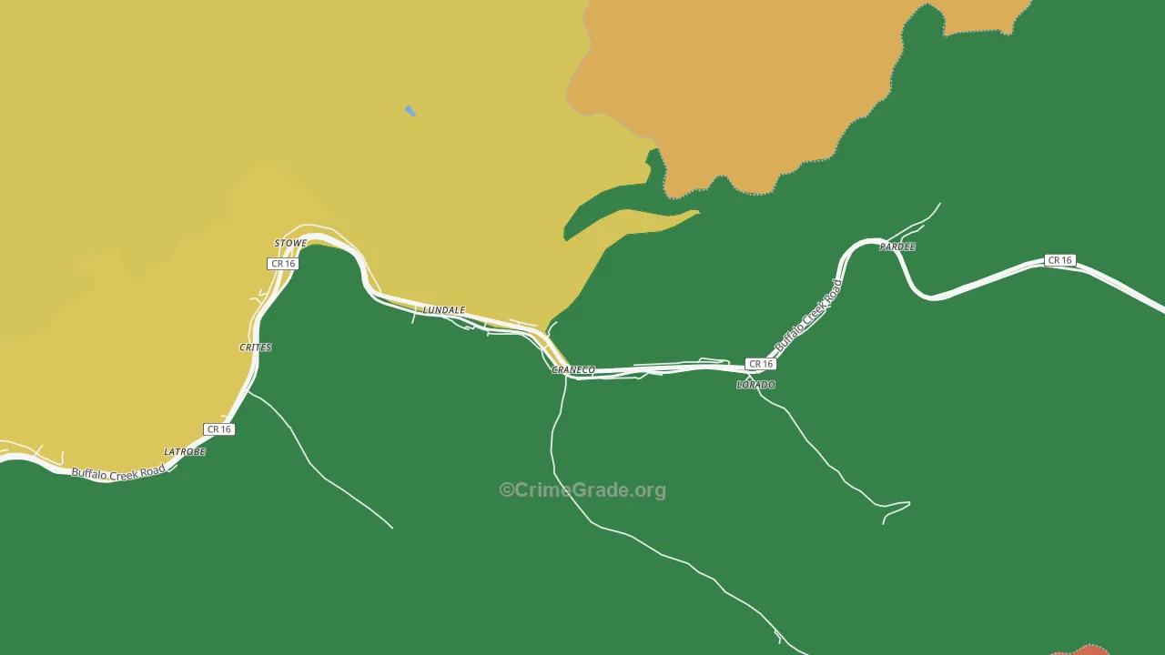 Lorado, WV Map of Drug-Related Crime Rates