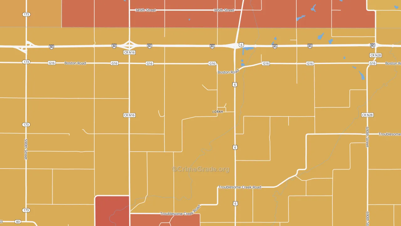 Lorah, IA Map of Drug-Related Crime Rates