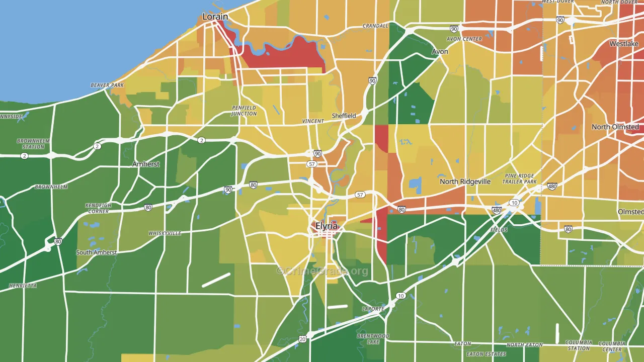 Lorain County, OH Map of Drug-Related Crime Rates