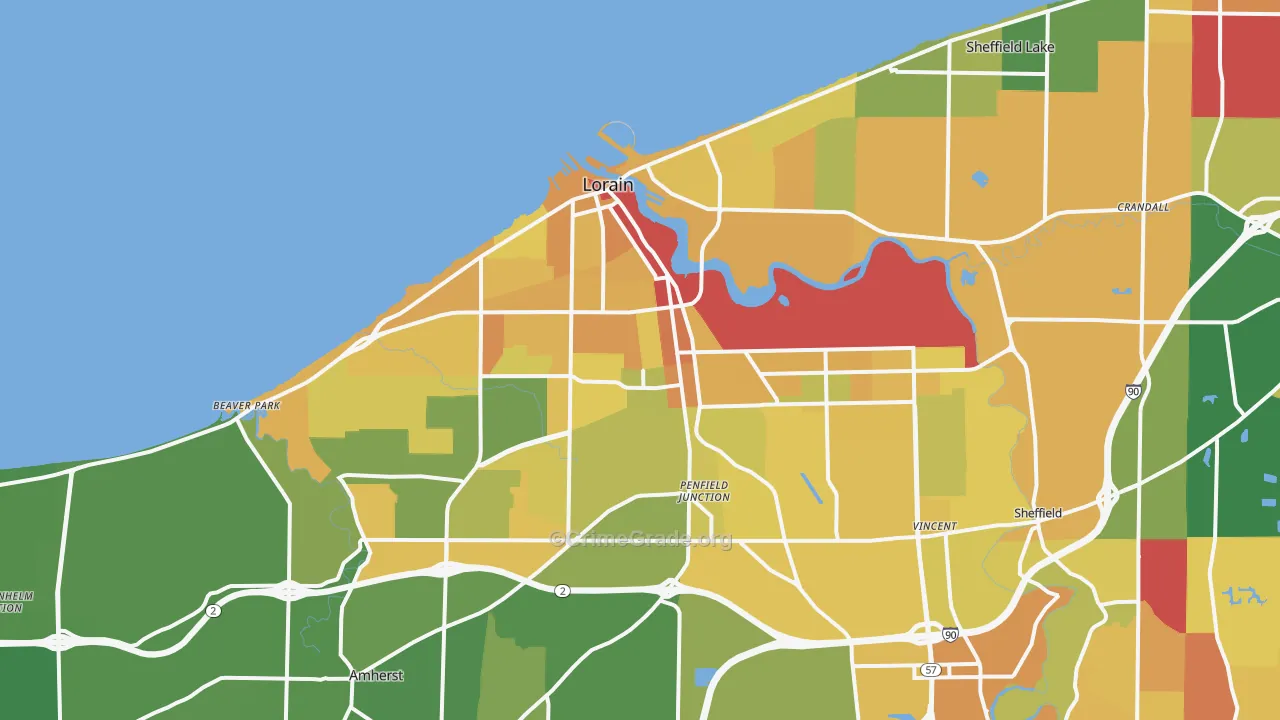 Lorain, OH Map of Drug-Related Crime Rates