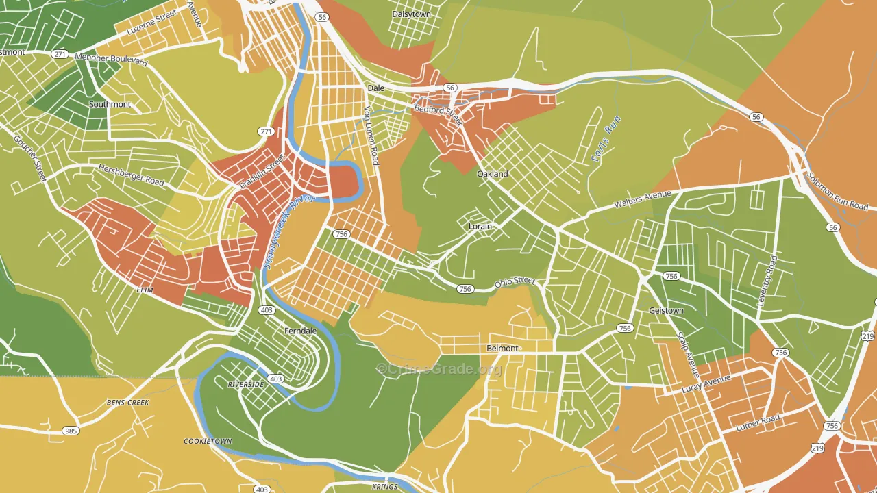 Lorain, PA Map of Drug-Related Crime Rates