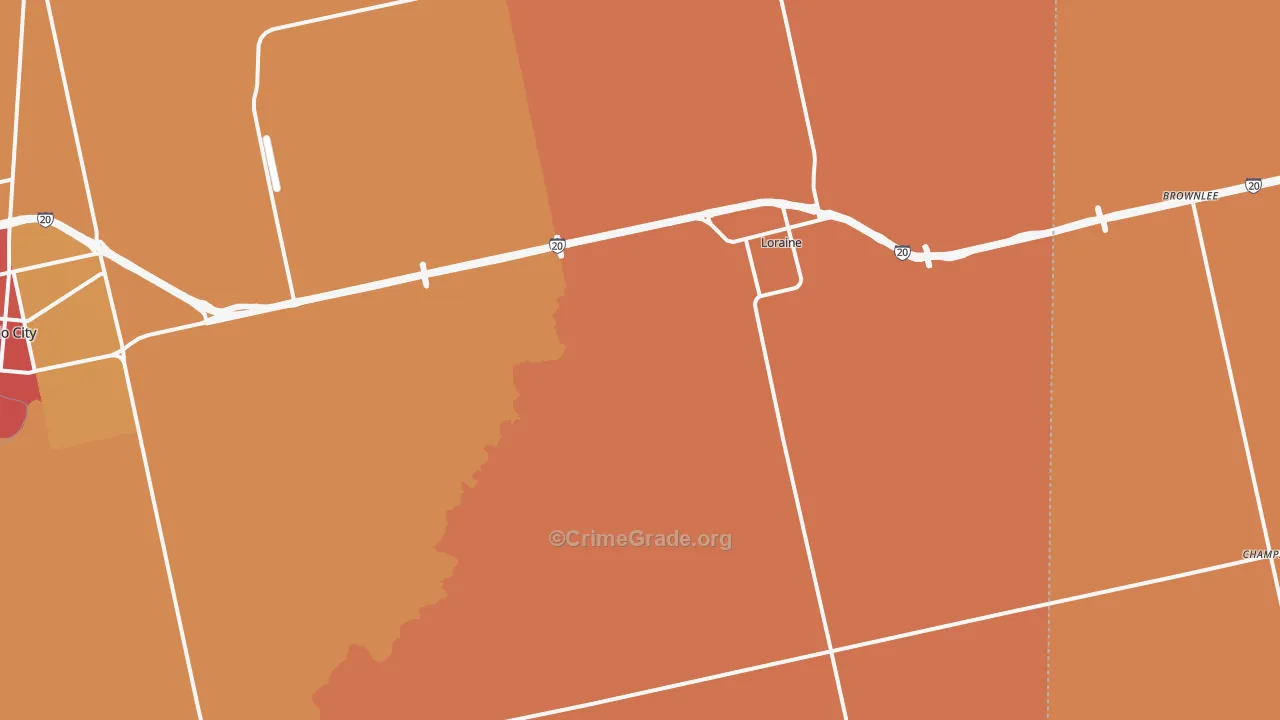 Loraine, TX Map of Drug-Related Crime Rates