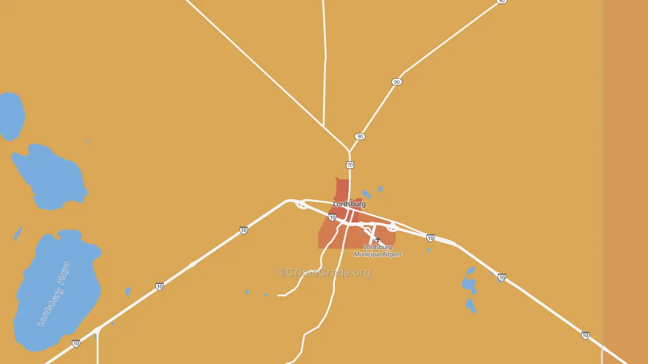 Lordsburg, NM Map of Drug-Related Crime Rates