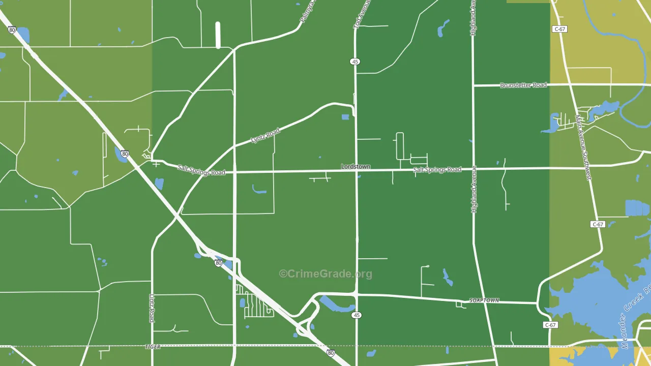 Lordstown, OH Map of Drug-Related Crime Rates