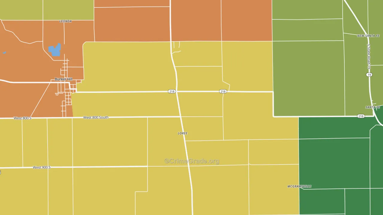 Loree, IN Map of Drug-Related Crime Rates