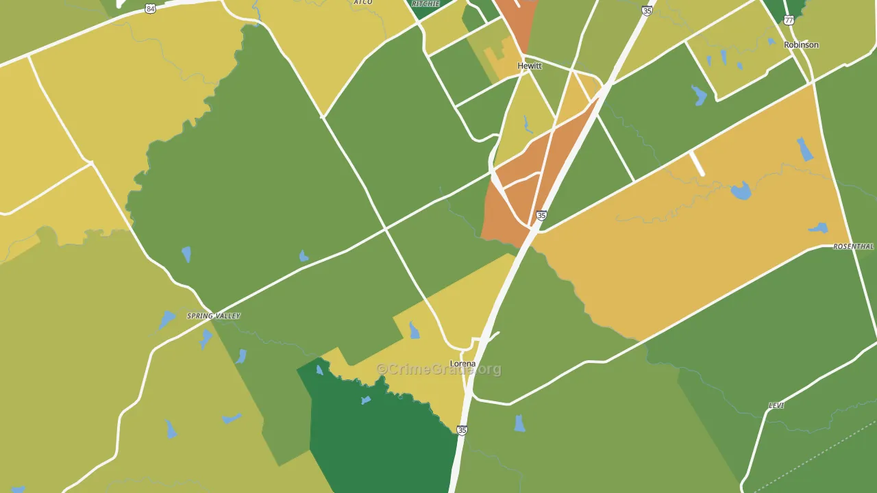 Lorena, TX Map of Drug-Related Crime Rates