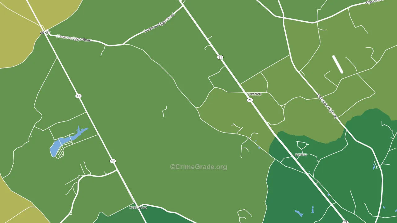 Lorenzo, GA Map of Drug-Related Crime Rates