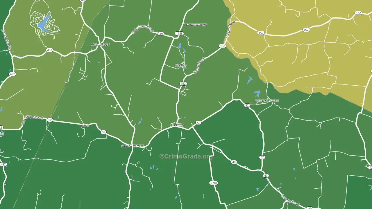 Loretto, KY Map of Drug-Related Crime Rates