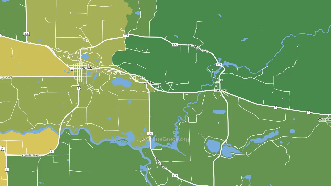 Loretto, MI Map of Drug-Related Crime Rates