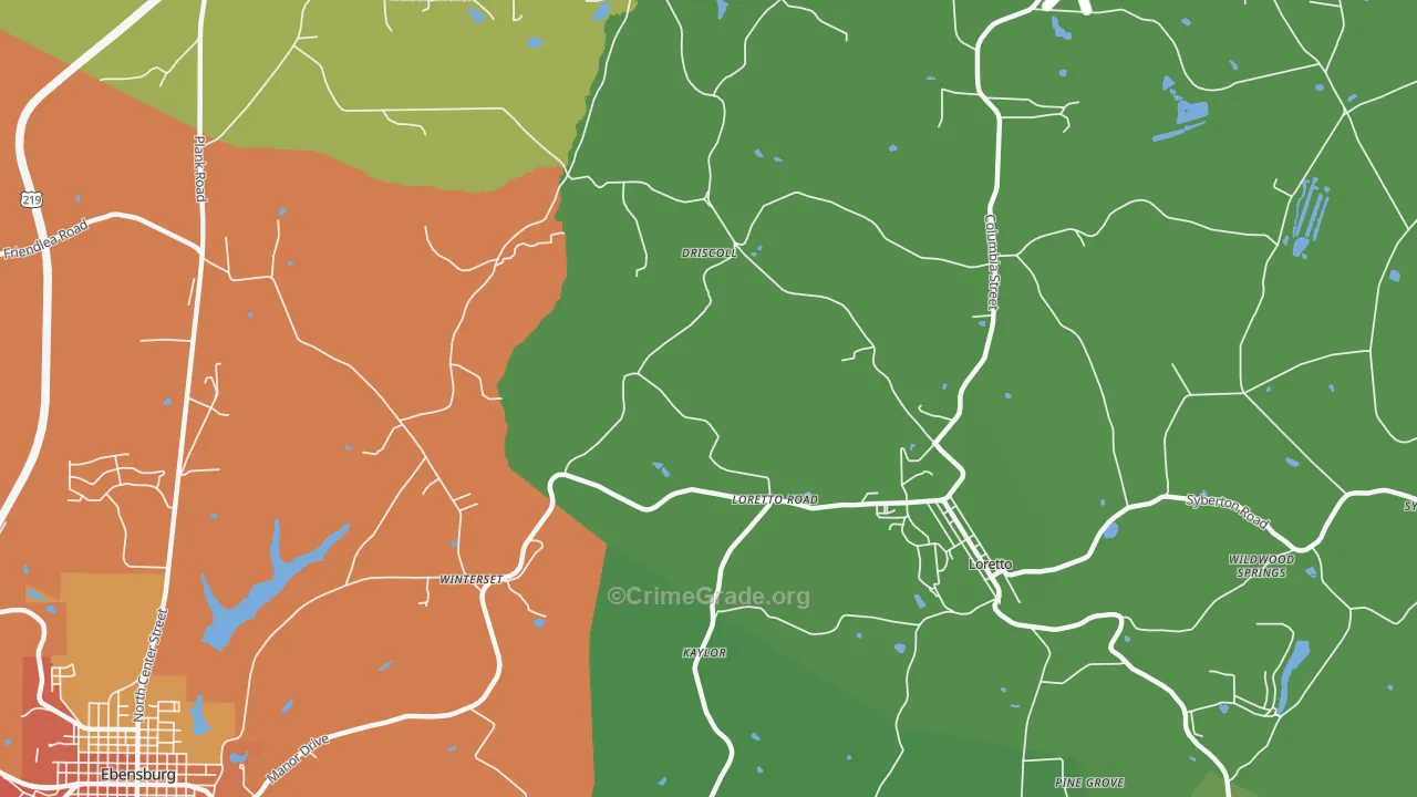 Loretto Road, PA Map of Drug-Related Crime Rates
