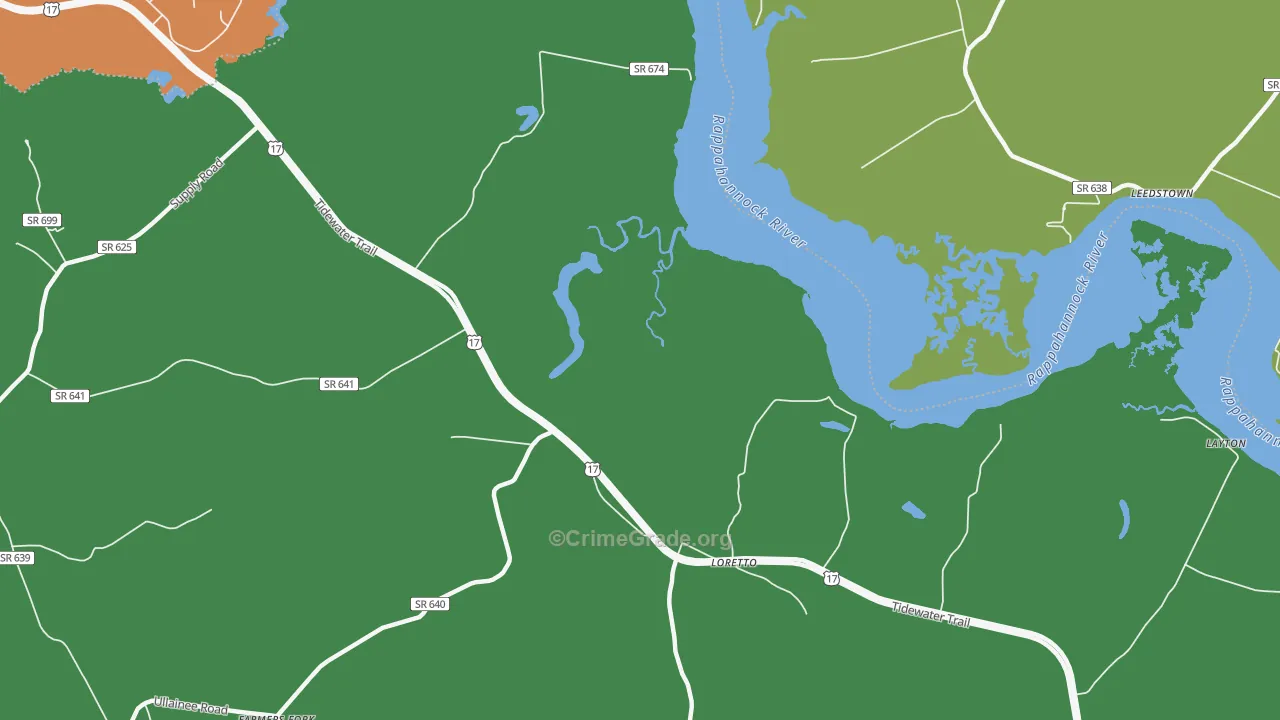 Loretto, VA Map of Drug-Related Crime Rates