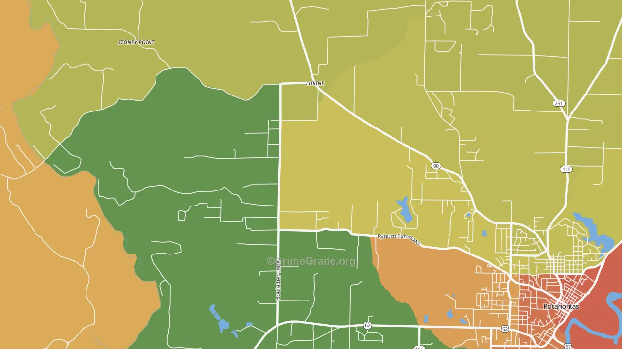 Lorine, AR Map of Drug-Related Crime Rates