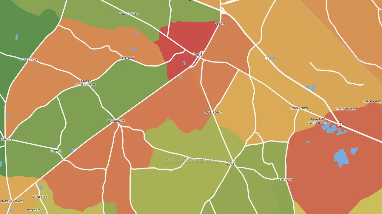 Loris, SC Map of Drug-Related Crime Rates