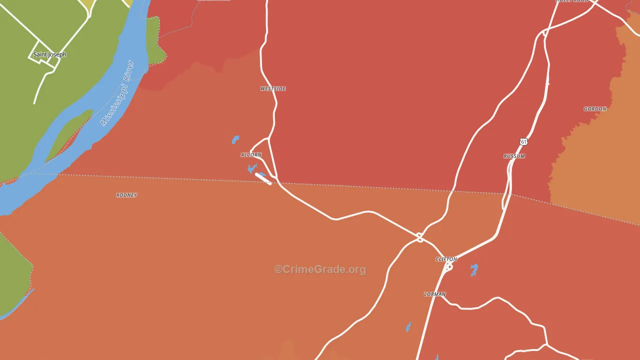 Lorman, MS Map of Drug-Related Crime Rates