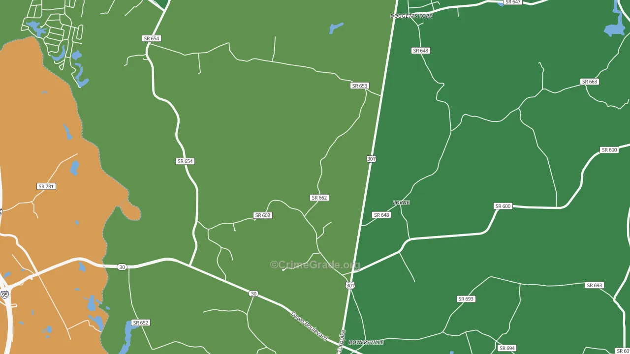 Lorne, VA Map of Drug-Related Crime Rates