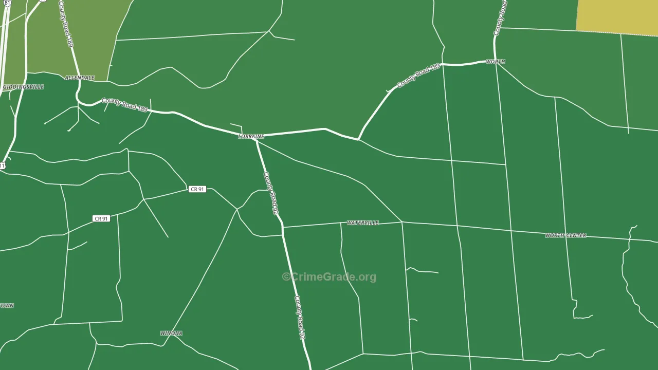 Lorraine, NY Map of Drug-Related Crime Rates