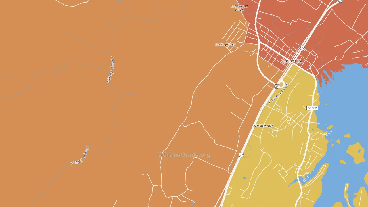 Lorraine, TN Map of Drug-Related Crime Rates