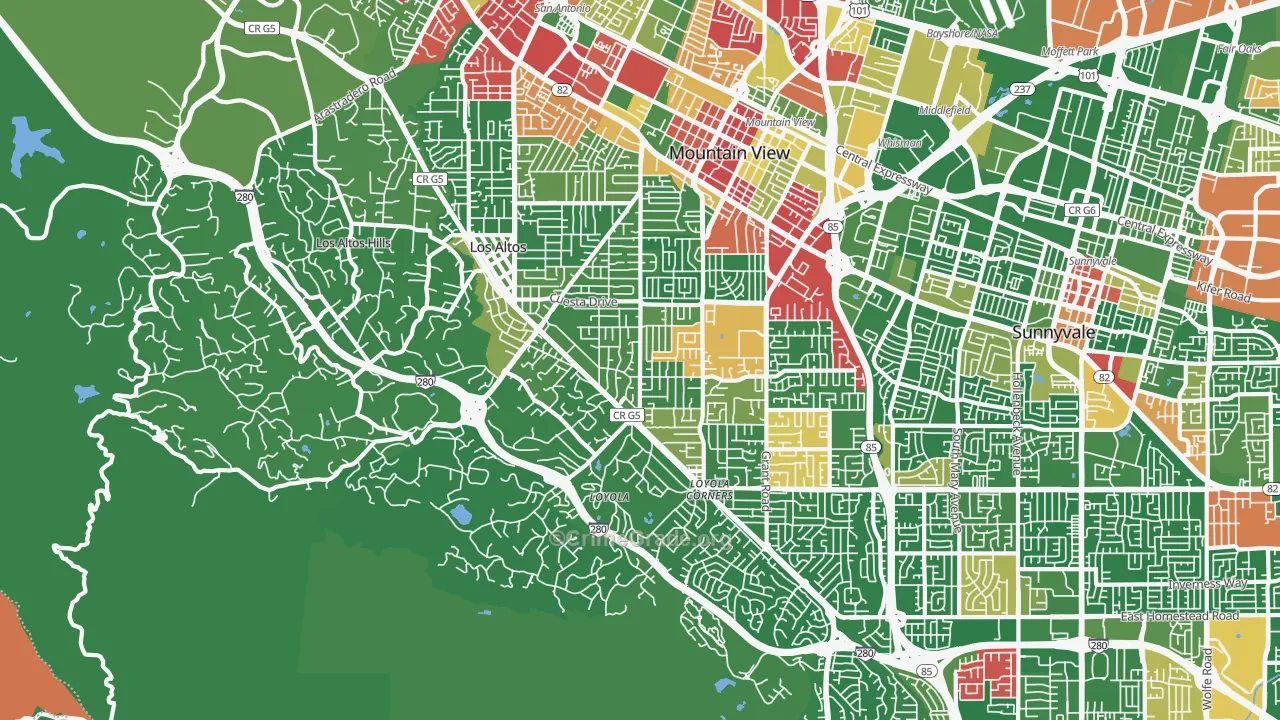 Los Altos, CA Map of Drug-Related Crime Rates