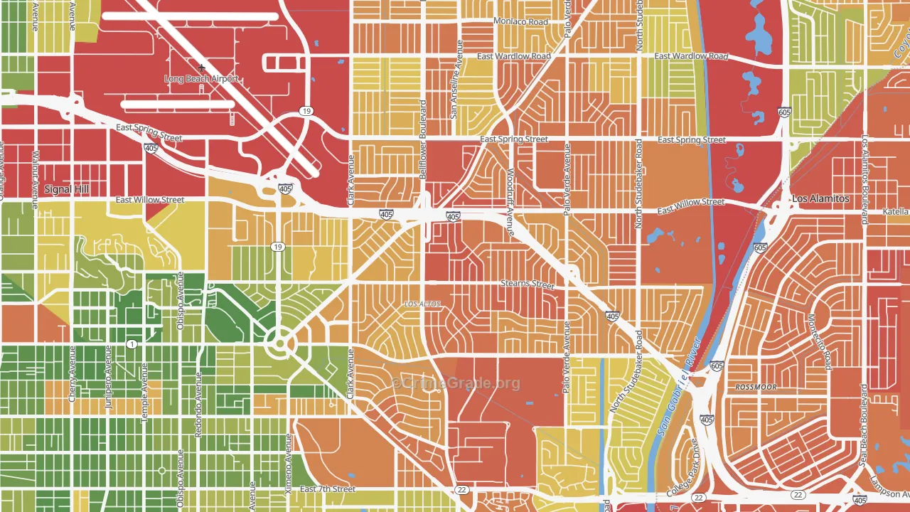 Los Altos, Long Beach, CA Map of Drug-Related Crime Rates