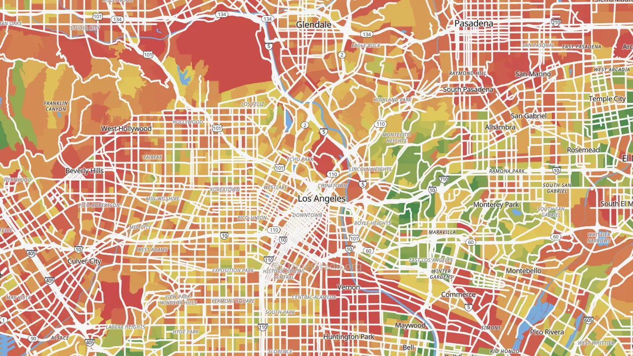 Los Angeles County, CA Map of Drug-Related Crime Rates