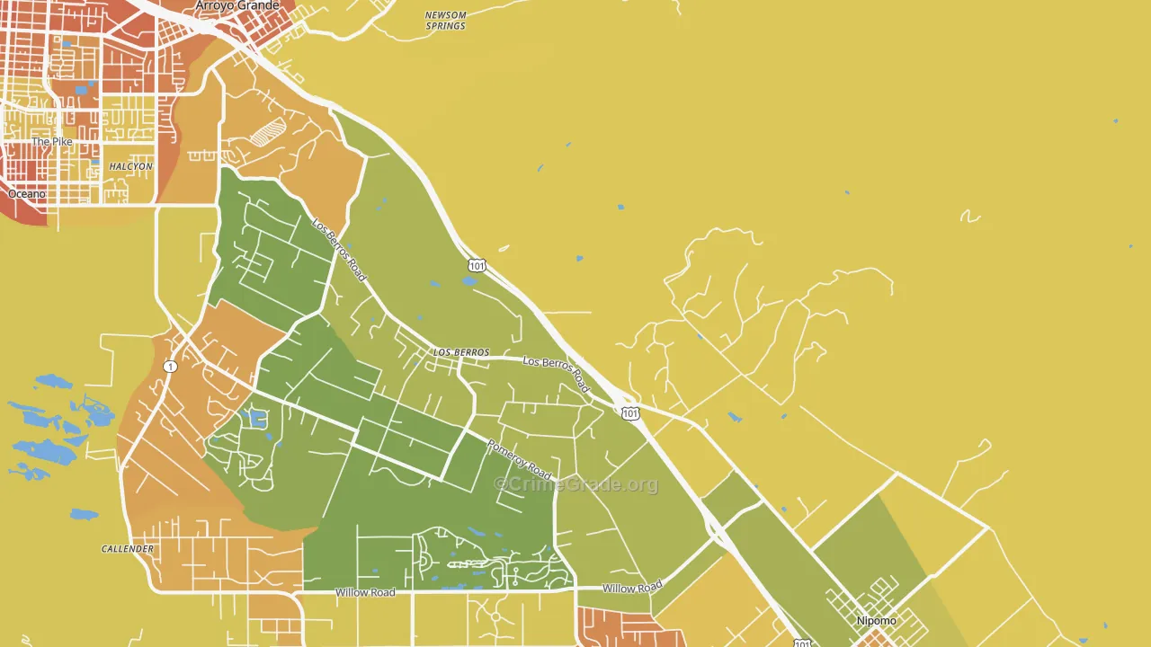 Los Berros, CA Map of Drug-Related Crime Rates