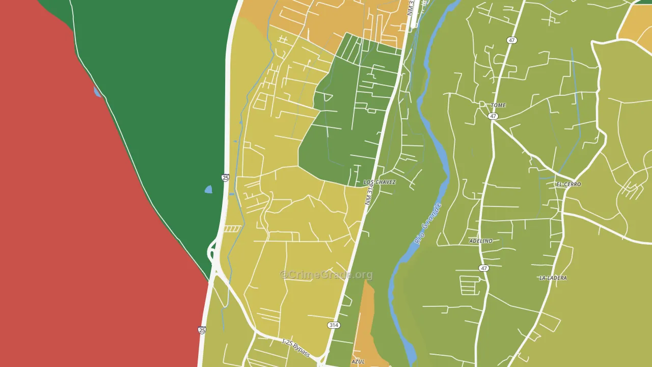 Los Chaves, NM Map of Drug-Related Crime Rates